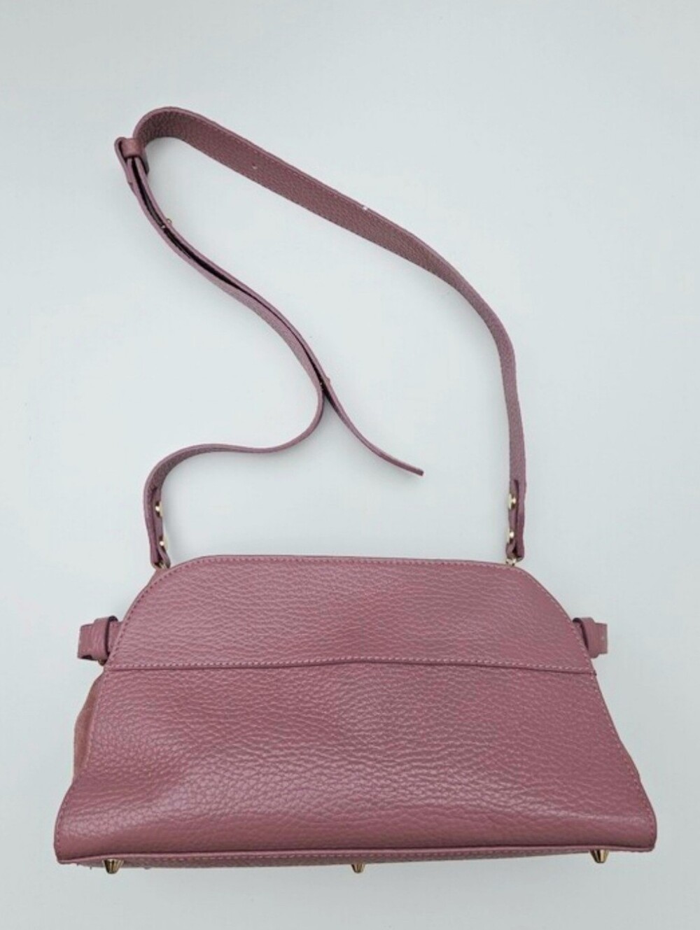 Anna Paola Large Handbag Shoulder Bag Crossbody Rose Blush Pink Leather